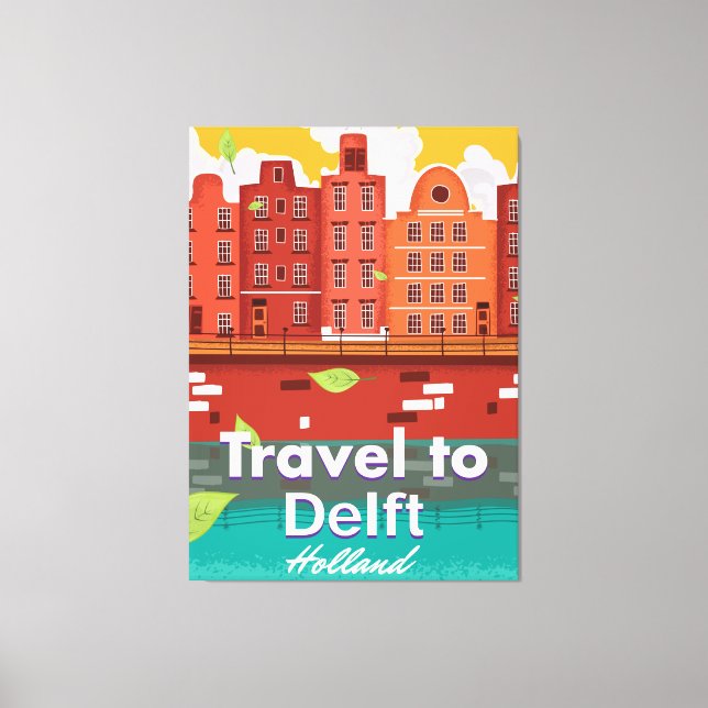 Lienzo Afiche de viaje de Delft Holland (Anverso)