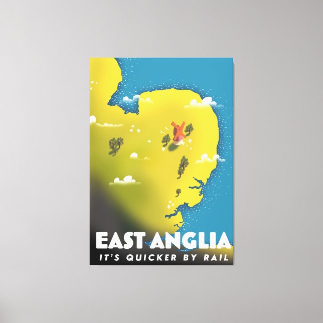 Lienzo Afiche de viaje de East Anglia. Postal (Anverso)