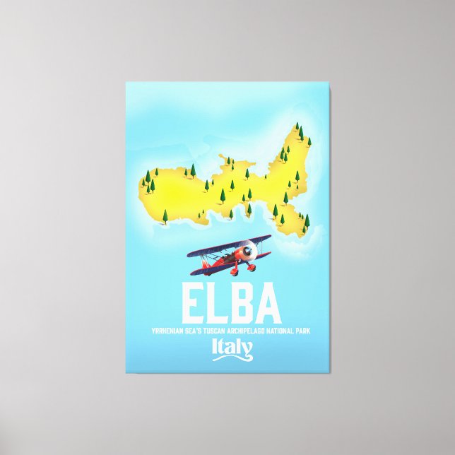 Lienzo Afiche de viaje de Elba, Mar Tirreno, Toscana, Ita (Anverso)