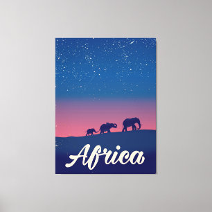 Lienzo Afiche de viaje de elefantes de la época de África