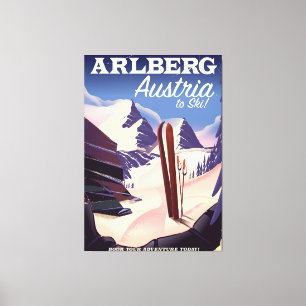 Lienzo Afiche de viaje de esquí de Arlberg Austria