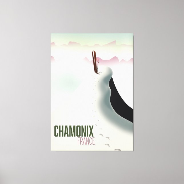 Lienzo Afiche de viaje de esquí de Chamonix France (Anverso)