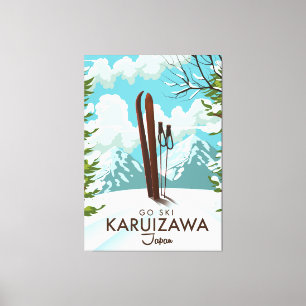 Lienzo Afiche de viaje de esquí de Karuizawa Japón
