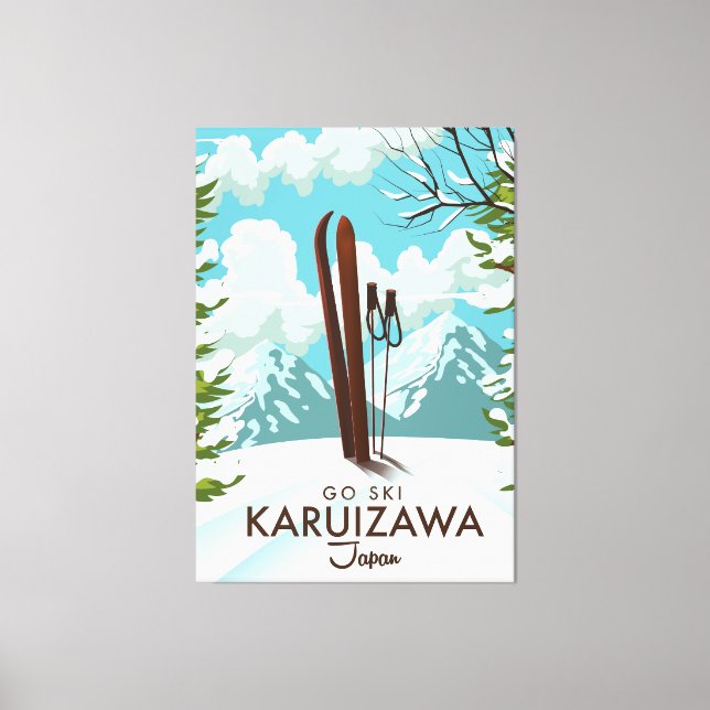Lienzo Afiche de viaje de esquí de Karuizawa Japón (Anverso)