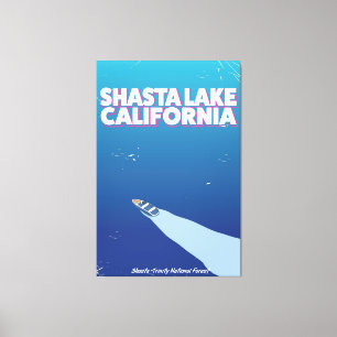 Lienzo Afiche de viaje de estilo vintage de Shasta Lake C