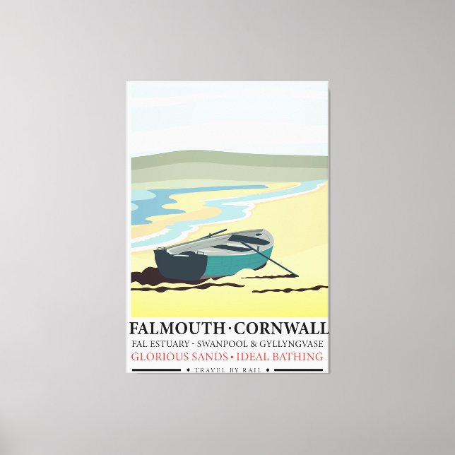 Lienzo Afiche de viaje de Falmouth Cornwall (Anverso)