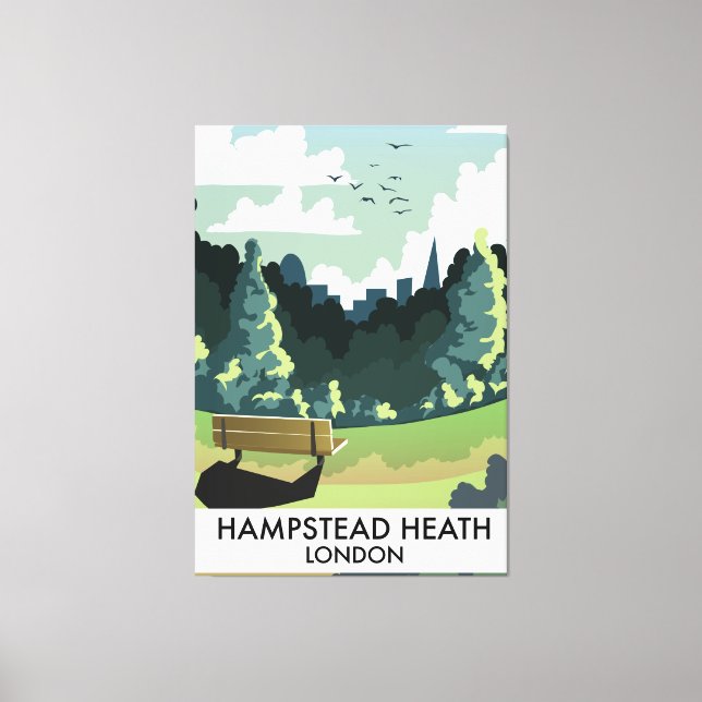 Lienzo Afiche de viaje de Hampstead Heath London. (Anverso)