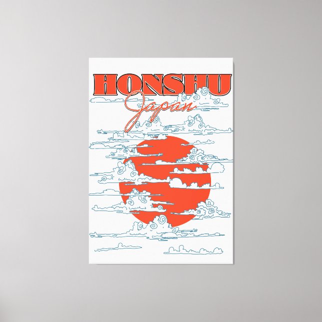 Lienzo Afiche de viaje de Honshu Japón (Anverso)