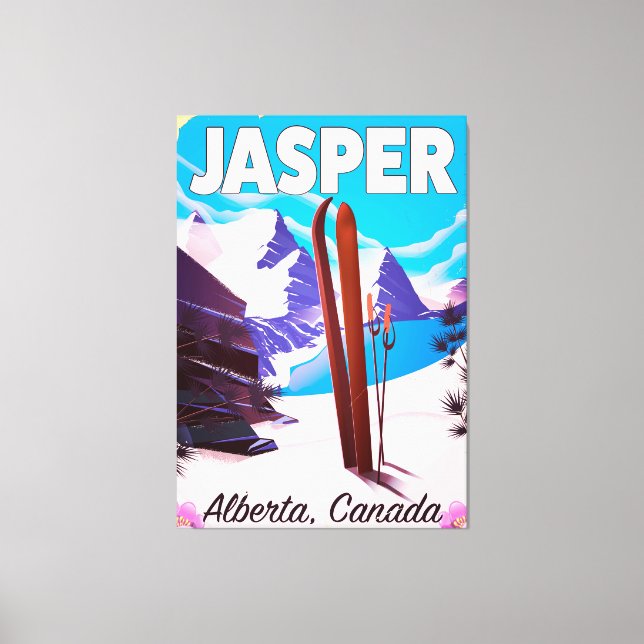 Lienzo Afiche de viaje de Jasper Alberta Canada (Anverso)