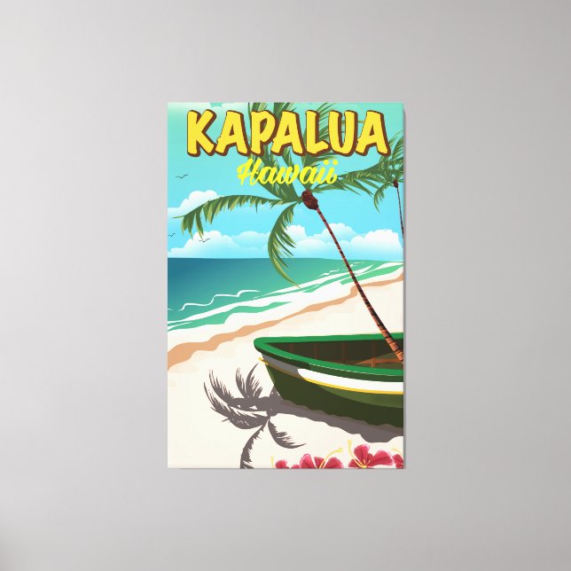 Lienzo Afiche de viaje de Kapalua Hawaii (Anverso)