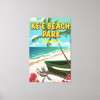 Lienzo afiche de viaje de ke'e beach park Hawaii