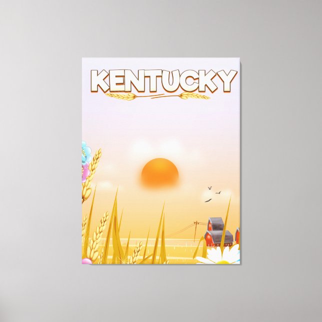 Lienzo Afiche de viaje de Kentucky Cute Farm (Anverso)