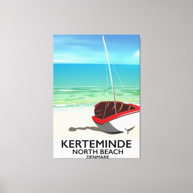 Lienzo Afiche de viaje de Kerteminde North Beach Dinamarc (Anverso)