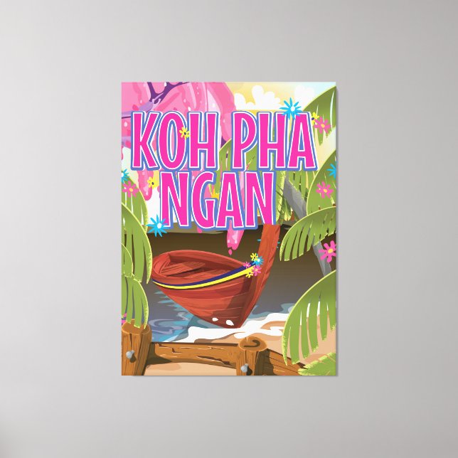 Lienzo Afiche de viaje de Koh Pha Ngan Tailandia (Anverso)