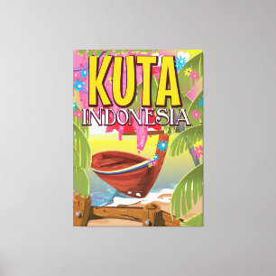 Lienzo Afiche de viaje de Kuta Indonesia