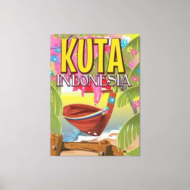 Lienzo Afiche de viaje de Kuta Indonesia (Anverso)