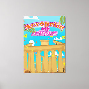 Lienzo Afiche de viaje de la Acrópolis de Atenas Grecia.
