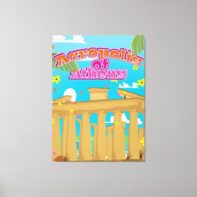 Lienzo Afiche de viaje de la Acrópolis de Atenas Grecia. (Anverso)
