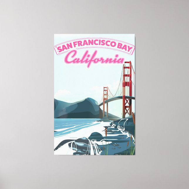 Lienzo Afiche de viaje de la bahía de San Francisco (Anverso)