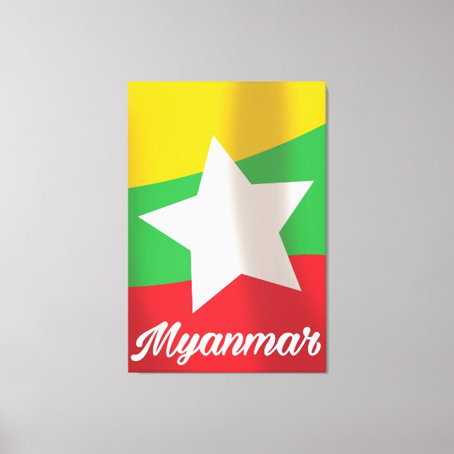 Lienzo Afiche de viaje de la bandera de Myanmar (Anverso)