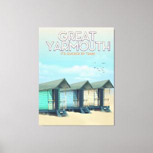 Lienzo Afiche de viaje de la cabaña Great Yarmouth Beach