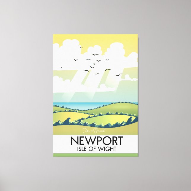 Lienzo Afiche de viaje de la Isla de Newport. (Anverso)