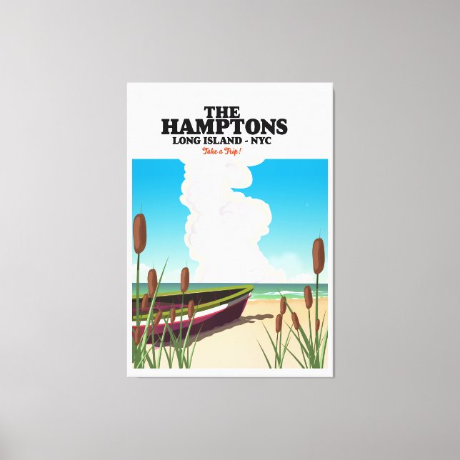 Lienzo Afiche de viaje de la Isla Hamptons Long NYC. (Anverso)