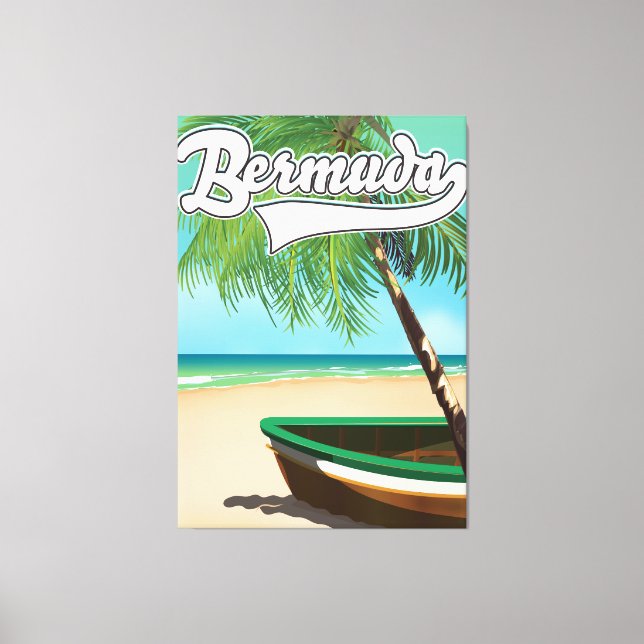 Lienzo Afiche de viaje de la isla tropical de las Bermuda (Anverso)
