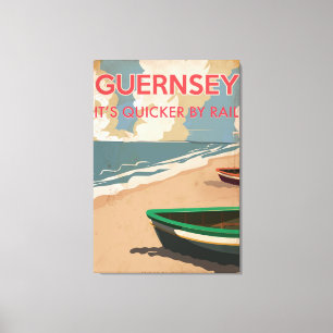Lienzo Afiche de viaje de la locomotora Guernsey Vintage