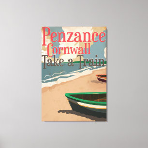 Lienzo Afiche de viaje de la locomotora Vintage de Cornwa