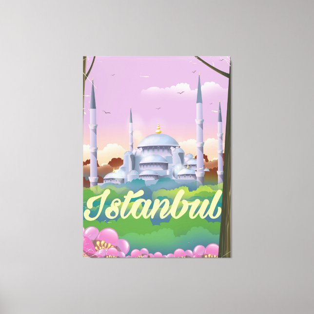Lienzo Afiche de viaje de la mezquita azul de Estambul (Anverso)