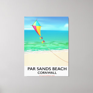 Lienzo Afiche de viaje de la playa de Par Sands Beach Cor