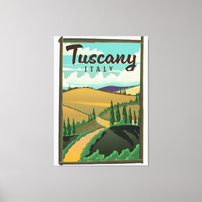 Lienzo Afiche de viaje de la Toscana Italia (Anverso)