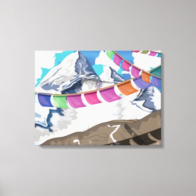 Lienzo Afiche de viaje de las banderas de oración del Him (Anverso)