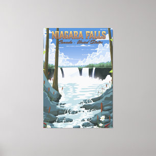 Lienzo Afiche de viaje de las cataratas del Niágara