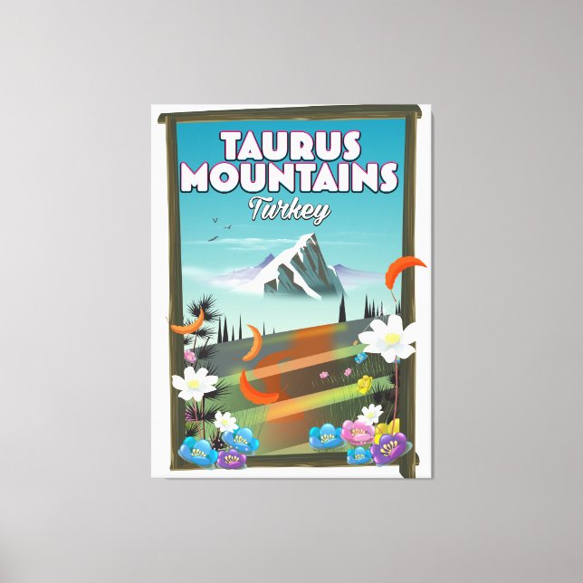 Lienzo Afiche de viaje de las montañas Taurus en Turquía. (Anverso)