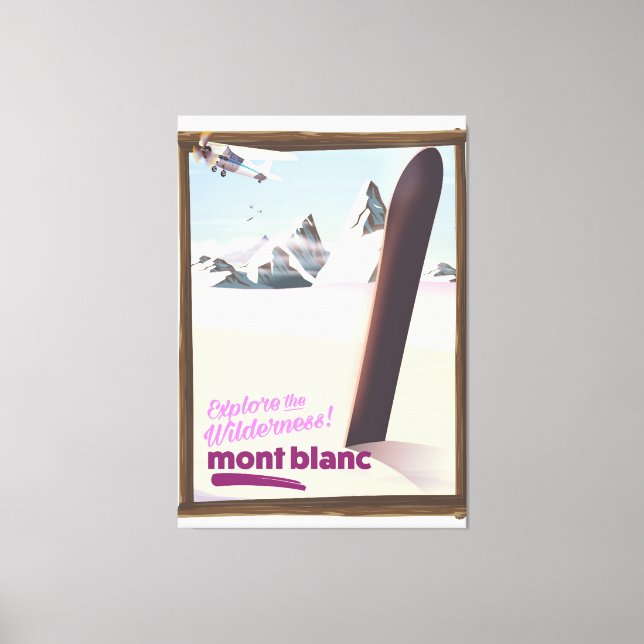 Lienzo afiche de viaje de mont blanc Snowboarding. (Anverso)