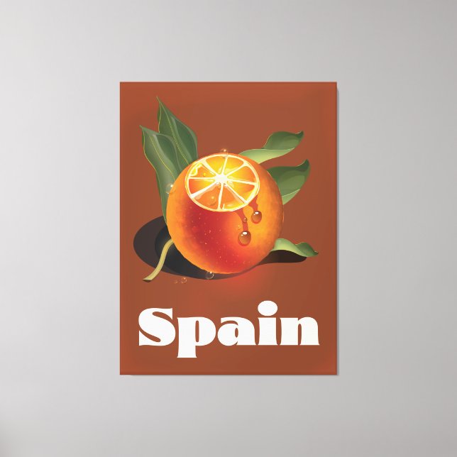 Lienzo Afiche de viaje de naranja de España (Anverso)