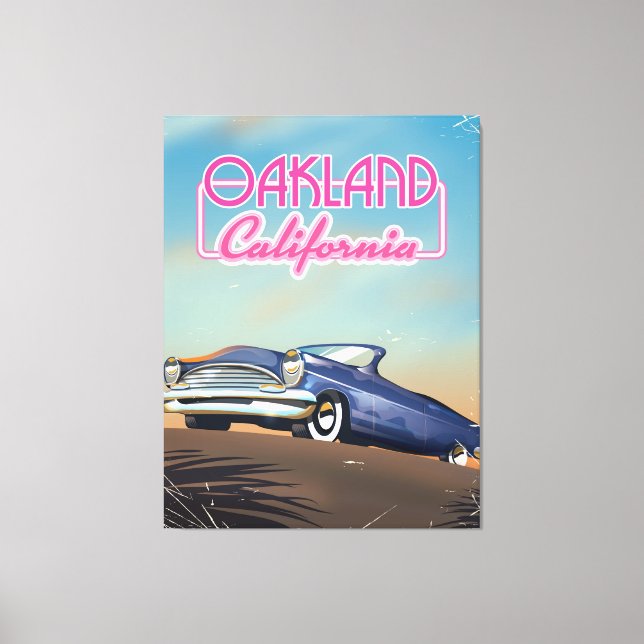 Lienzo Afiche de viaje de Oakland California (Anverso)