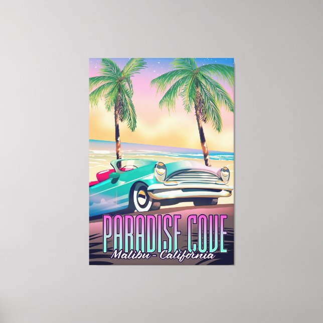 Lienzo Afiche de viaje de Paradise Cove, Malibu, Californ (Anverso)