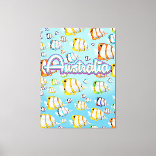 Lienzo Afiche de viaje de peces tropicales de Australia