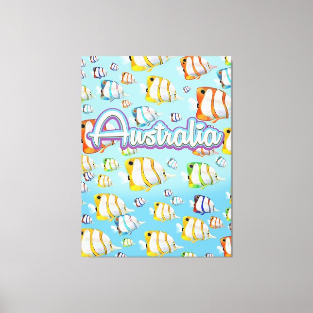 Lienzo Afiche de viaje de peces tropicales de Australia (Anverso)