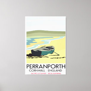 Lienzo Afiche de viaje de Perranporth Cornwall Seaside.