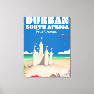 Lienzo Afiche de viaje de playa añeja en Durban Sudáfrica
