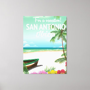 Lienzo Afiche de viaje de playa de San Antonio Ibiza