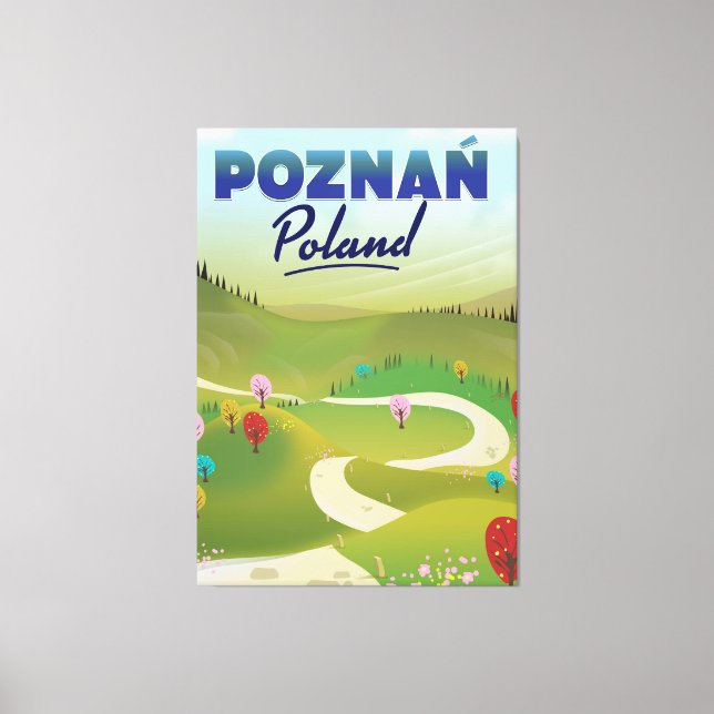 Lienzo Afiche de viaje de Poznań Poland. (Anverso)