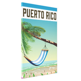 Lienzo Afiche de viaje de Puerto Rico Beach.