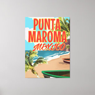 Lienzo Afiche de viaje de Punta Maroma Beach México