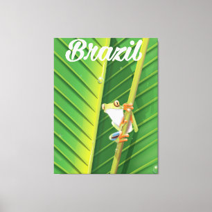 Lienzo Afiche de viaje de rana de árbol de la selva tropi