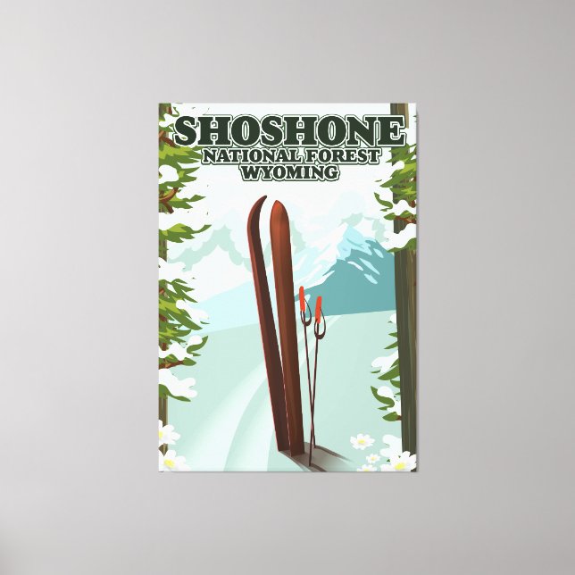 Lienzo Afiche de viaje de Shoshone National Forest Ski (Anverso)